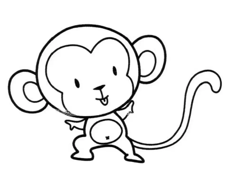 小猴子简笔画/创意美术/简笔画素材/儿童画 小猴子美术,简单的结构