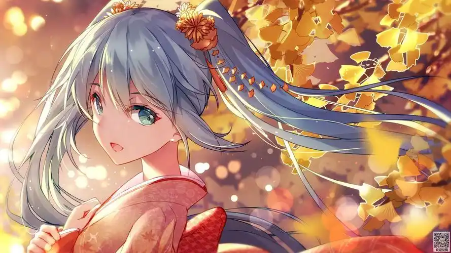 初音,樱花,1920x1080,黄色,壁纸樱花动漫少女初音,穿和服的初音高清