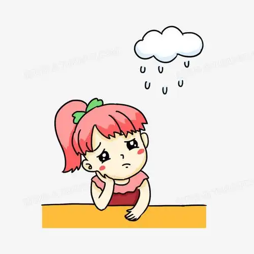 手绘卡通女孩撇嘴不开心表情包免抠元素