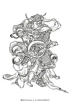 西游记人物白描 四大天王 西方 广目天王 西游记白描李云中