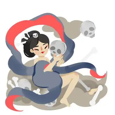 卡通手绘西游记白骨精插画人物素材