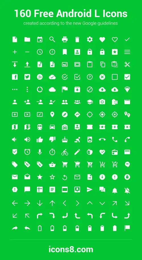 160个白色的android安卓手机图标大全素材
