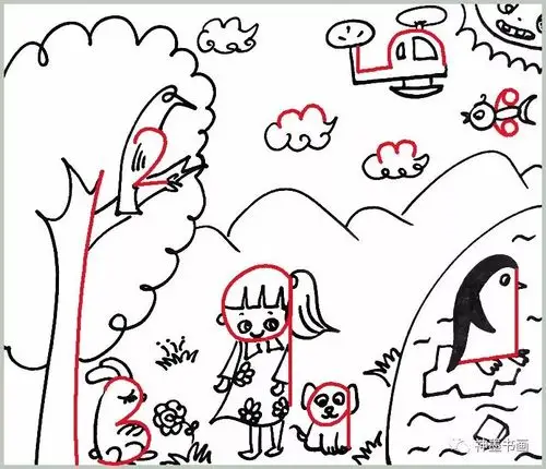 比如我们小朋友们今天绘画的数字"2"