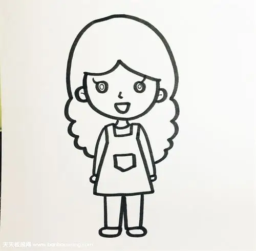 长发妈妈简笔画步骤