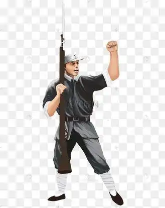 革命红军持枪插画