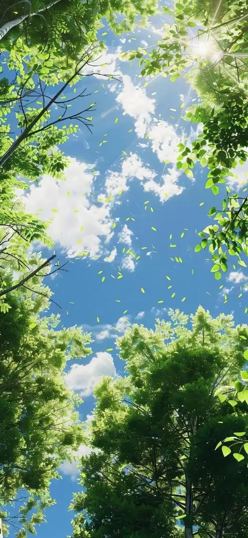 蓝天白云,树木成荫,相得益彰|绿色护眼风景#分享图片##手机壁纸##高清