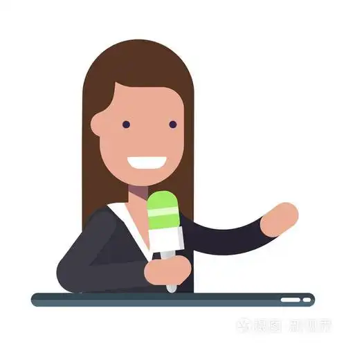 年轻的电视节目主持人或在他手中有麦克风的记者.新闻的概念.