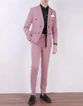 crowben双排扣西装男套装修身韩版帅气男士休闲小西服外套新郎结婚