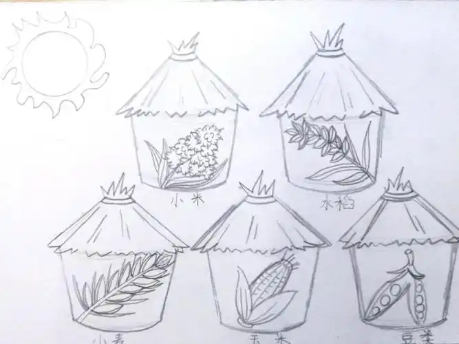 《五谷丰登》儿童亲子简笔画