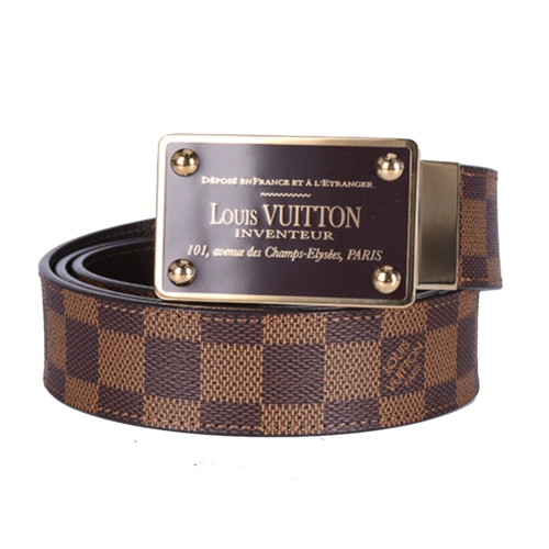 [9.9新]路易威登lv男士咖啡色棋盘格字母方扣皮带neo inventeur
