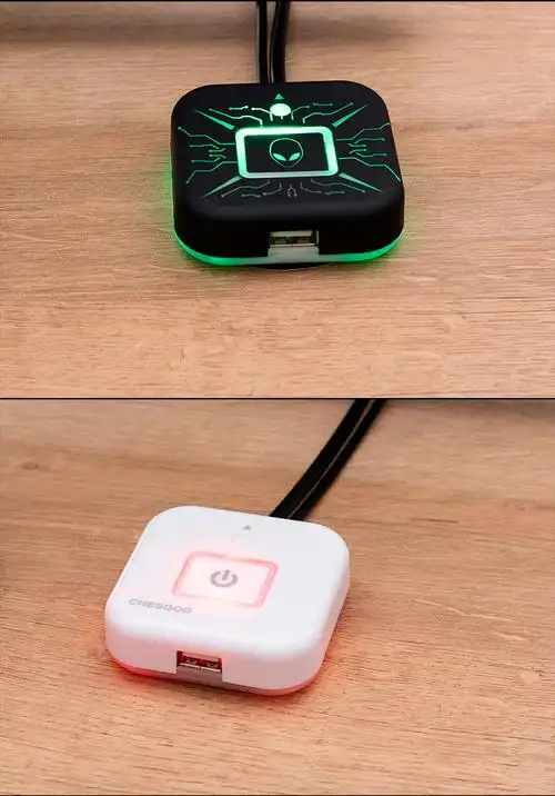 桌面电脑开关网咖网吧rgb光效主机箱启动开关外接开机按钮家用usb白色