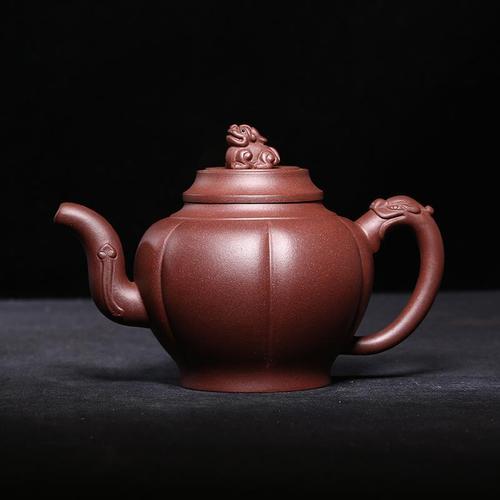 台湾回流老紫砂壶名家早期一厂徐汉棠制天青泥全手工祥瑞壶