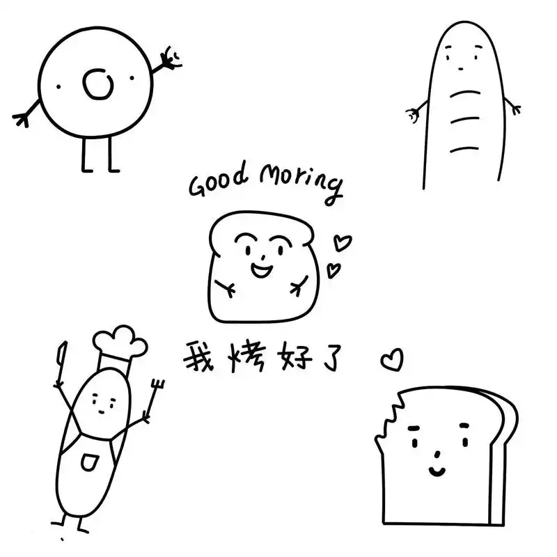 今日份早餐来啦98 简笔画面包合集 自己画的面包早餐小可爱们,越画