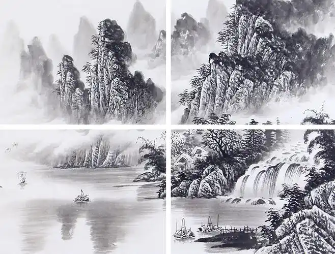 刘大海四尺横幅山水画作品《春意盎然》 _水墨山水画_山水画_集雅斋