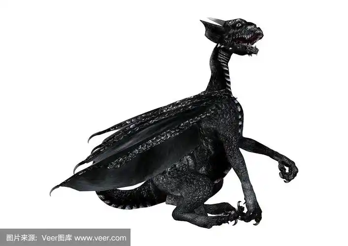 3d渲染小黑龙在白色