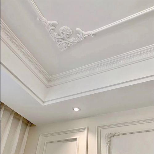 法式客厅餐厅石膏角花吊顶欧式雕花造型天花板石膏线条