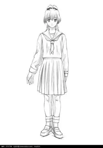 女孩站着并侧身简笔画