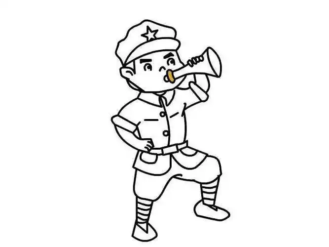 个在吹冲锋号表情严肃的八路军简笔画吹冲锋号的小红军简笔画新闻频道