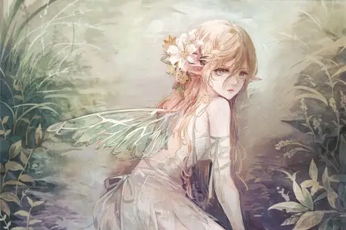 二次元美女 长着翅膀的小精灵