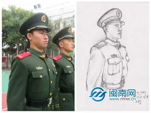 漳州爱画画的武警小哥哥因这组素描画火了