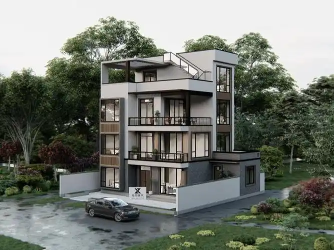 今天分享这套现代风格的三层半别墅位于广东茂名,外观设计要求简单