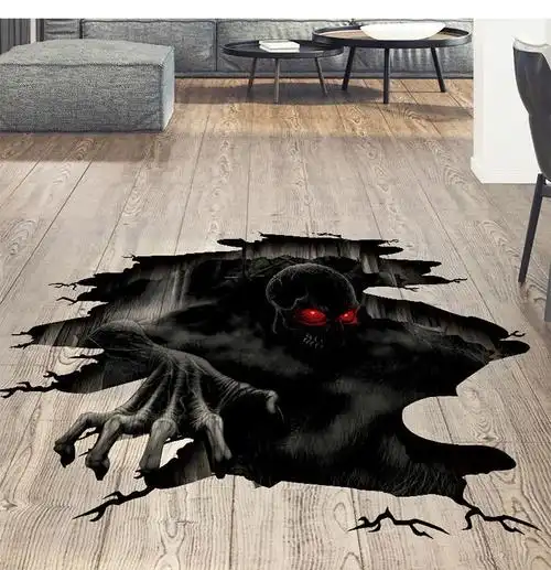 万圣节墙贴纸恐怖地贴画店铺地板装饰品3d立体效果恶作剧吓人贴画fx