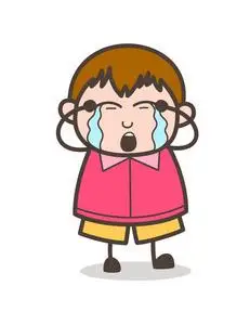 大声哭脸可爱的卡通小胖子图照片