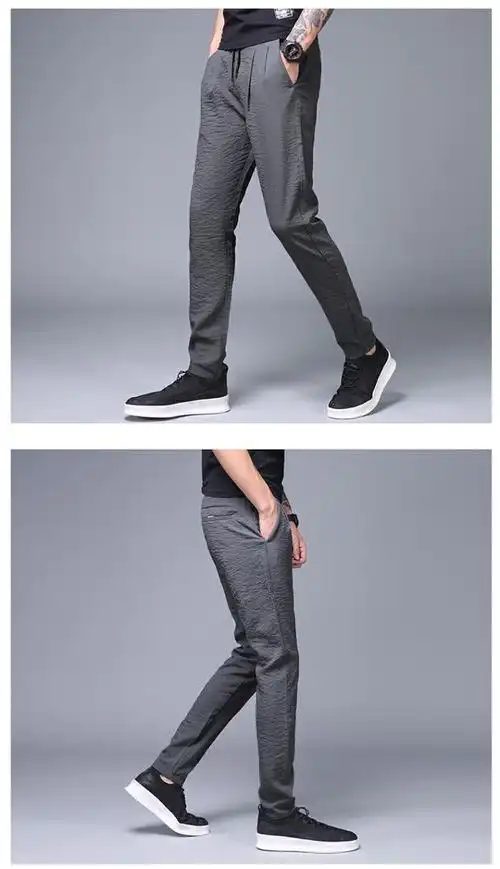 富贵鸟男士夏季冰丝裤休闲裤裤子男早春亚麻宽松直筒男士男裤春夏大码