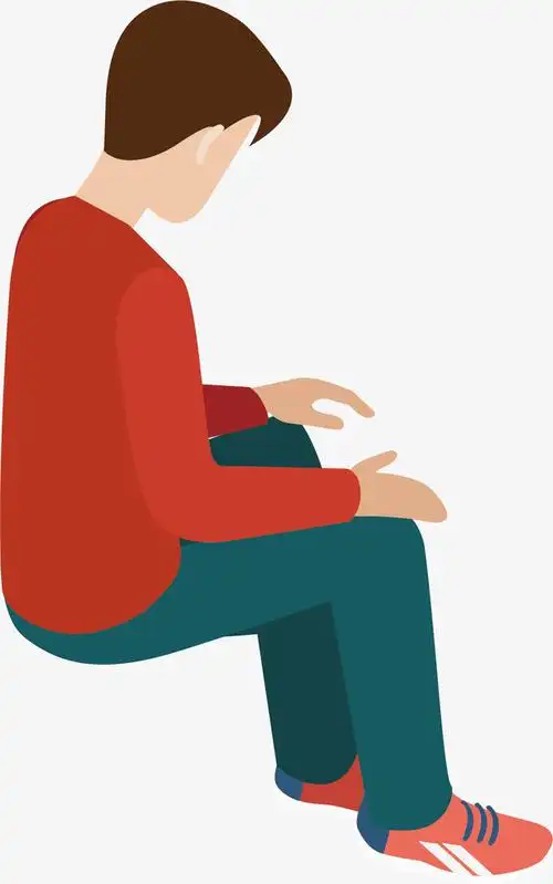 矢量图水彩坐着的男孩