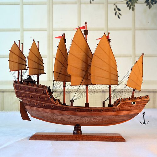 古代帆船模型装饰摆件一帆风顺木质明朝郑和西洋工艺船