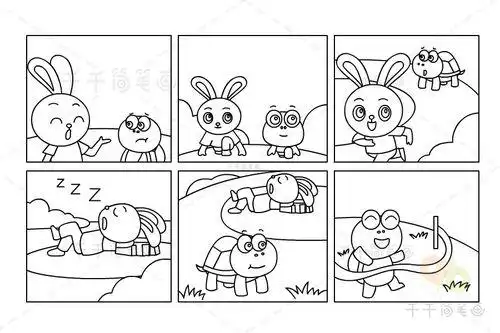 学画画讲故事龟兔赛跑 情景动物简笔画龟兔赛跑怎么画简笔画龟兔赛跑