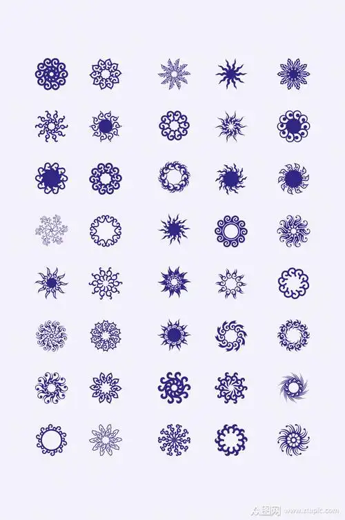 圆形矢量花纹花边