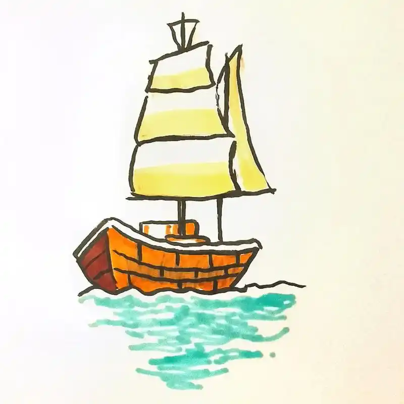 9步画个小帆船.一只小船漂呀漂 #画画 #手绘 #一起学画画 - 抖音