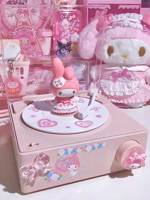 melody樱花粉唱片机自制粉嫩八音盒