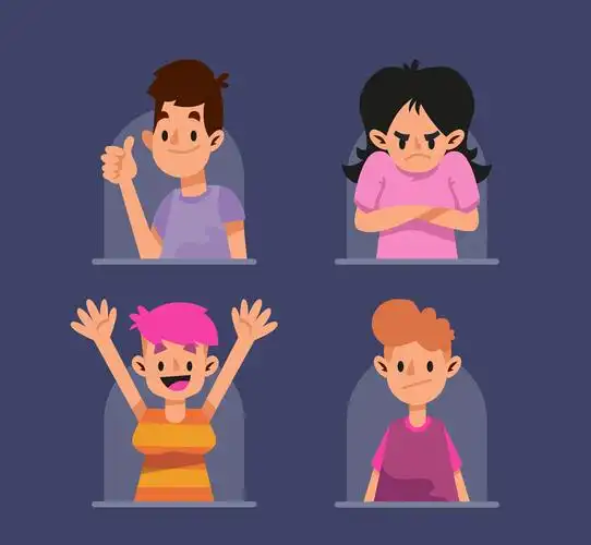 4款创意不同情绪人物矢量素材