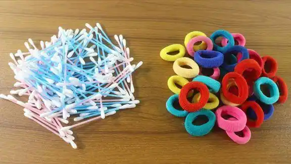 旧棉签橡皮筋变废为宝教你做一个小手工实用又美观