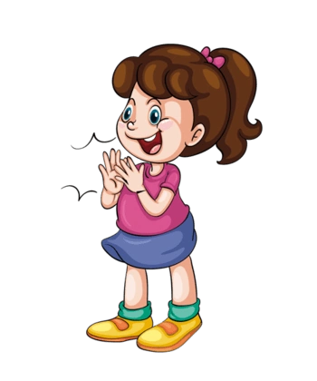 卡通手绘鼓掌的女孩