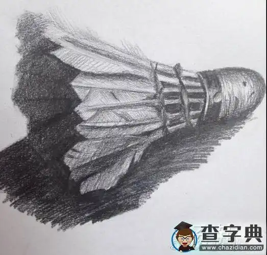 写生羽毛球素描静物作品欣赏