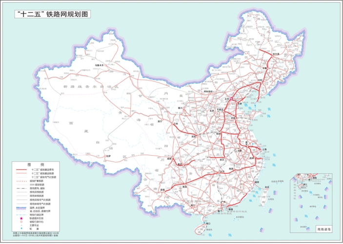 十二五铁路网规划示意图