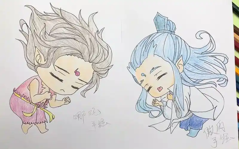 创意手工画手绘q萌敖丙宝宝简笔画头像太可爱了