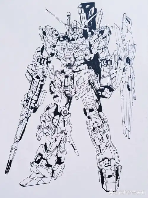 手绘高达独角兽,完成一半给大家看一下.