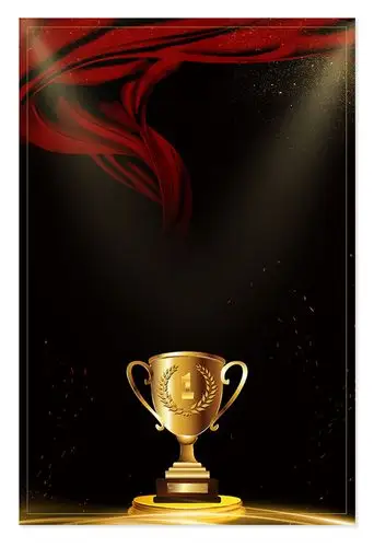 黑金喜报冠军奖杯背景图片
