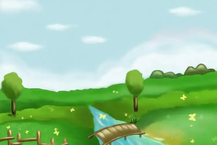 绿色山坡流水自然ppt背景图片