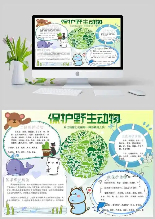 保护野生动物创意手抄报