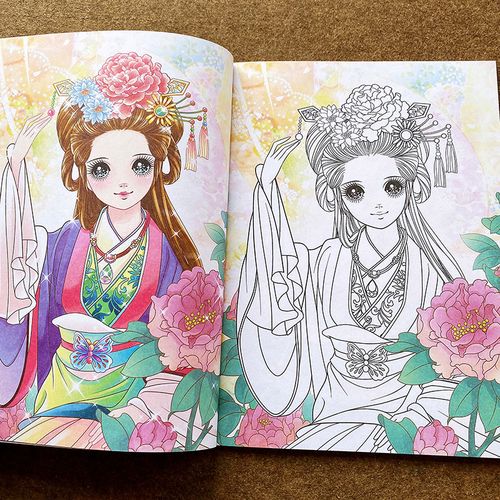 公主炫彩涂色画本花国仙子儿童涂色本公主涂色画本绘画册3-5679岁女孩