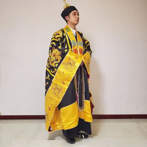法衣道教五龙金线刺绣道袍法袍道衣黑白粉色汉服