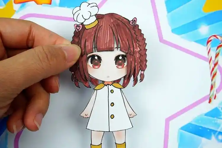 q版纸娃娃王默甜品师装扮手绘精灵梦叶罗丽手工贴纸