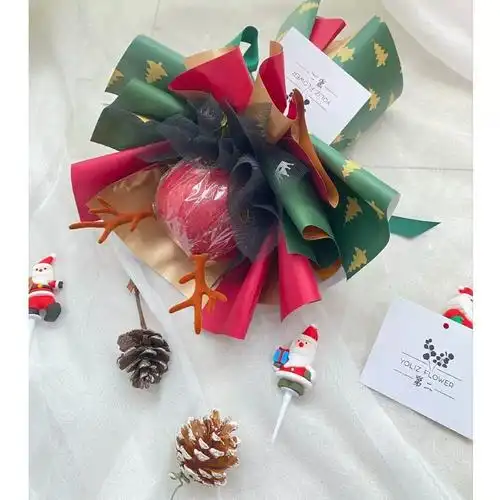 平安夜苹果花束包装纸手工diy材料包圣诞节创意礼物送女朋友圣诞