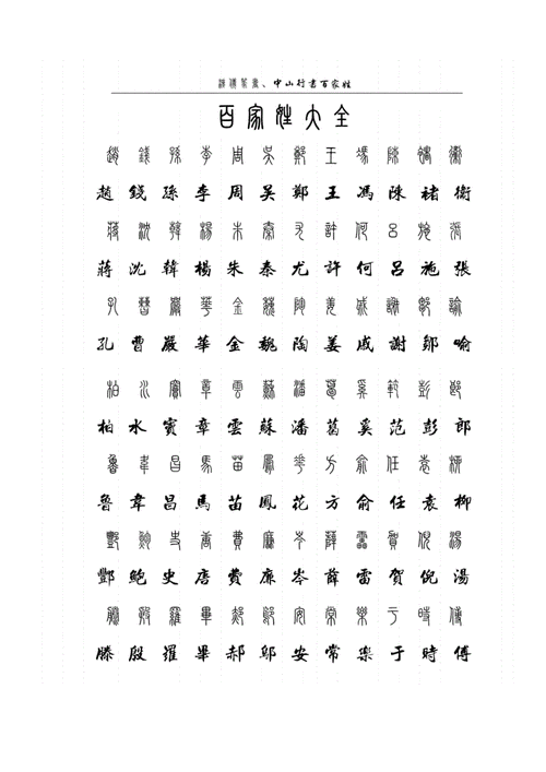 汉仪篆书中山行书百年纪念版百家姓doc15页