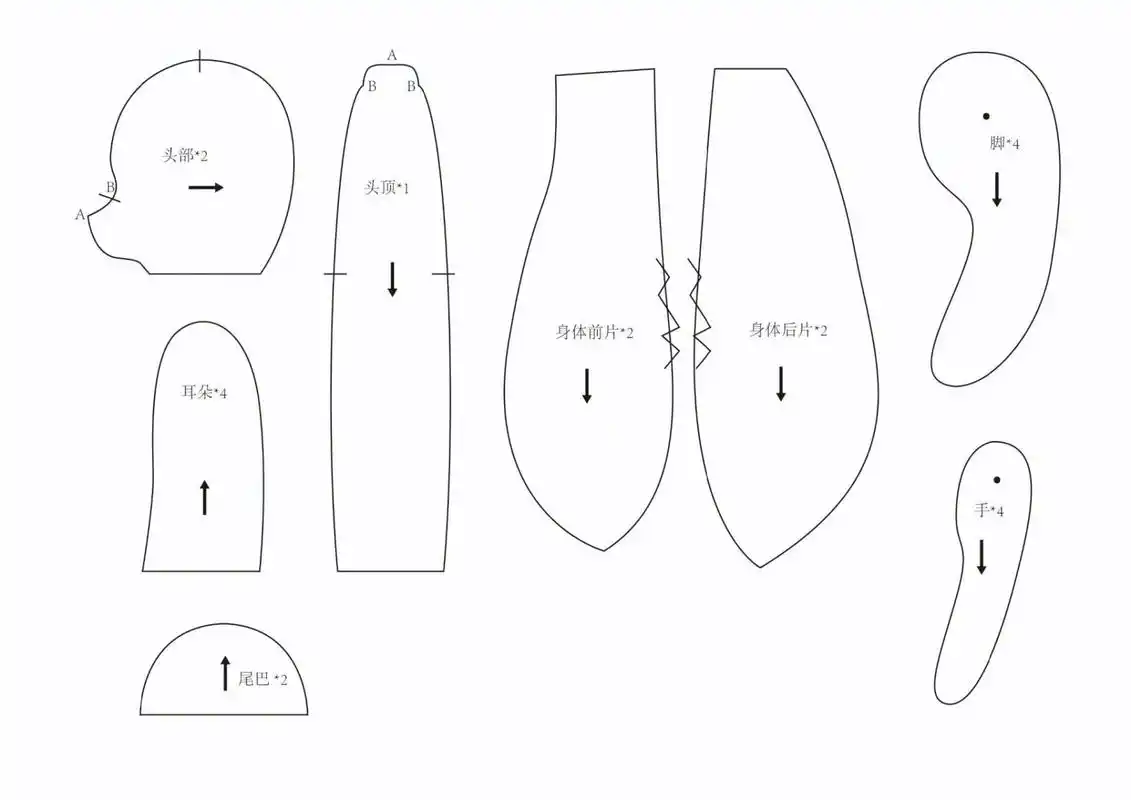 关节玩偶兔子图纸   最近忙完又可以更新图纸跟玩偶了